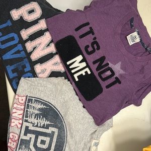 3 well loved Victoria secret Pink tees; all 3 for one price
